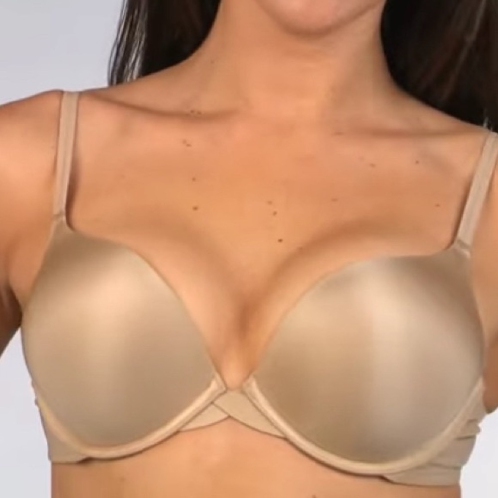 🌸2/20 Maidenform 34B Ultimate Push‑Up Bra Cream Neutral Satin Everyday Lift